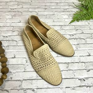 NWOT Joie Woven Genuine Leather Loafer Slip On Flat Shoes Women's Size 8 Tan